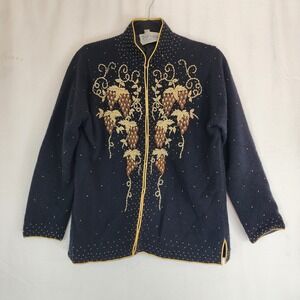 VTG The Everfit Co Beaded Cashmere Angora Cardigan EU Size 42 / US Size 10-12